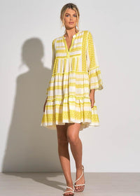 Elan Billie Mini Dress - White/Lime -***FINAL SALE***-Hand In Pocket