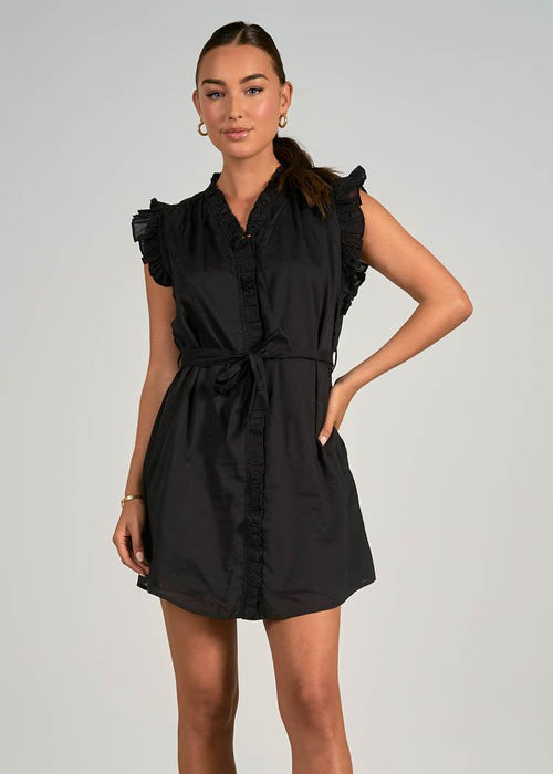 Elan Hacienda Tie Waist Shirt Dress-Hand In Pocket