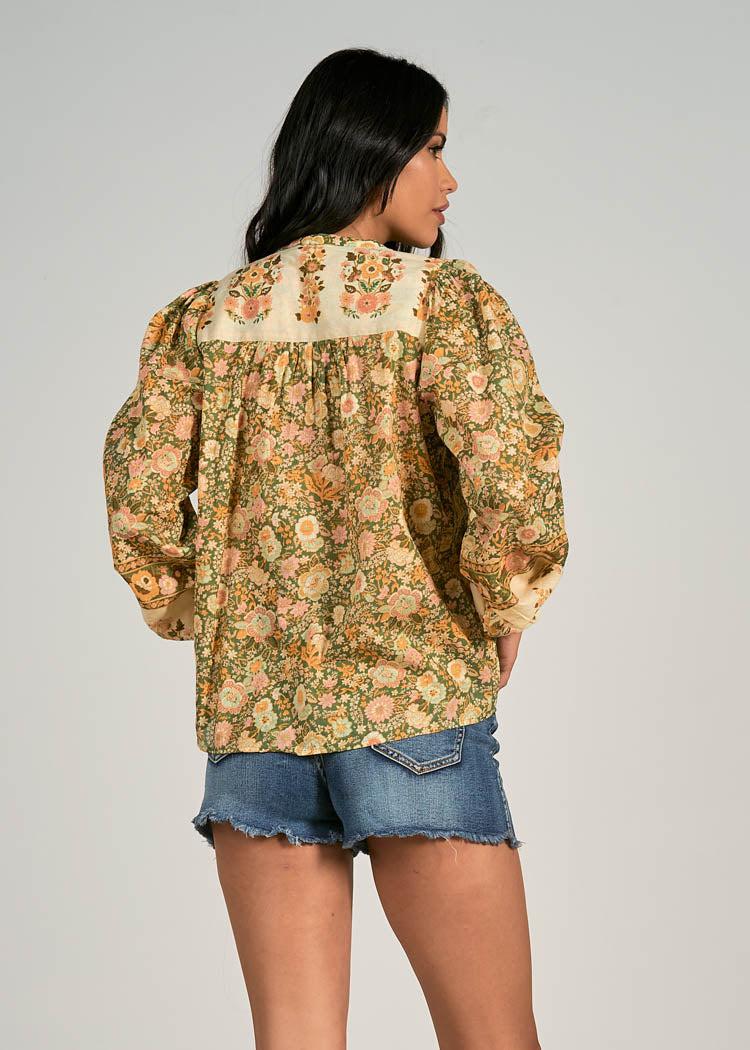 Elan Lilli Floral Print Blouse-Hand In Pocket