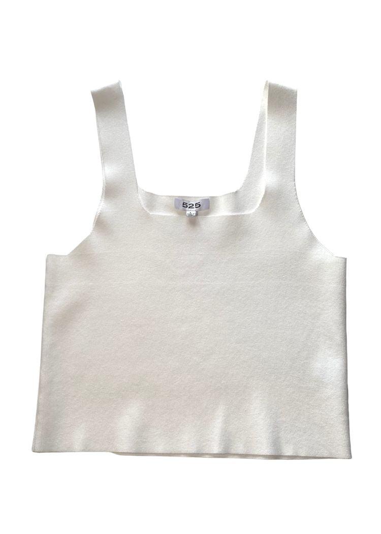 525 America Square Neck Knit Tank- White-Hand In Pocket