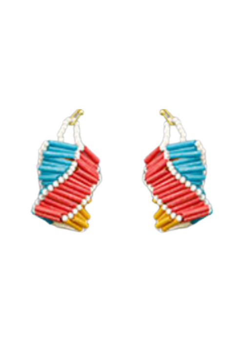 Keava Beaded Drop Earrings- Mulit-Hand In Pocket