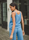 Stark X Scoop Neck Linen Tank - Blue***FINAL SALE***-Hand In Pocket