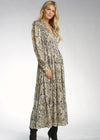 Dayna Paisley Tiered Long Sleeve Maxi Dress-Hand In Pocket