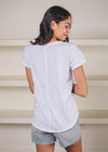 Bobi Basic V-Neck Center Seam Tee- White-Hand In Pocket