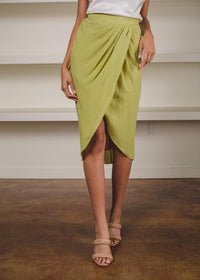 Paradise Faux Wrap Skirt - Kiwi***FINAL SALE***-Hand In Pocket