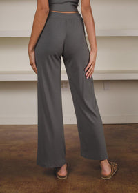 Bobi Ribbed Flare Leg Pant - Dark Sage-***FINAL SALE***-Hand In Pocket