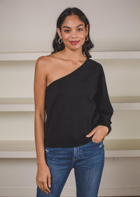 Zoe One Shoulder Sweater - Black-Hand In Pocket