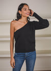 Zoe One Shoulder Sweater - Black-Hand In Pocket