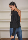 Zoe One Shoulder Sweater - Black-Hand In Pocket