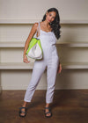 Bobi Tie Shoulder Gauze Jumpsuit-White-***FINAL SALE***-Hand In Pocket