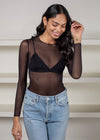 Commando Sheer Ballet Neck Top-Hand In Pocket