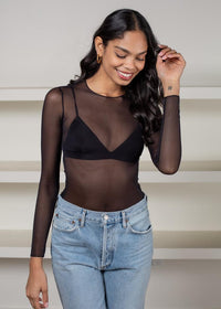 Commando Sheer Ballet Neck Top-Hand In Pocket