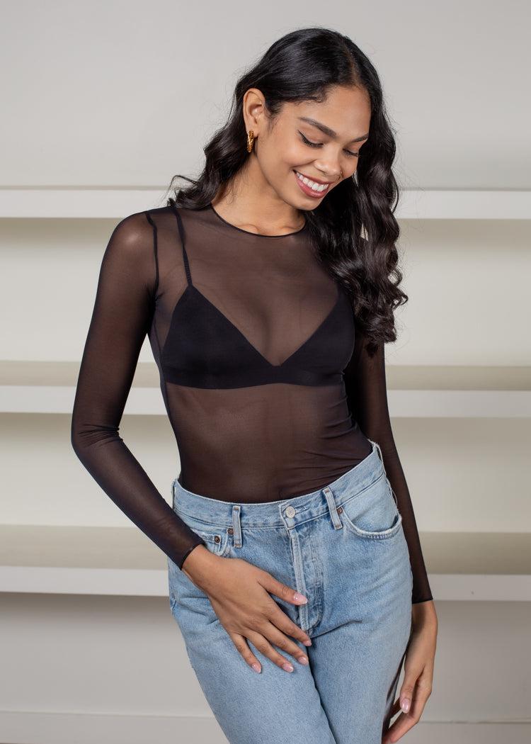 Commando Sheer Ballet Neck Top-Hand In Pocket