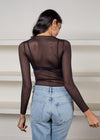 Commando Sheer Ballet Neck Top-Hand In Pocket