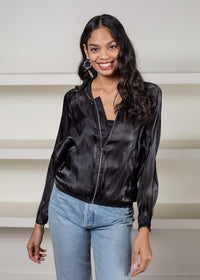 Nix Shimmer Bomber Jacket-Hand In Pocket