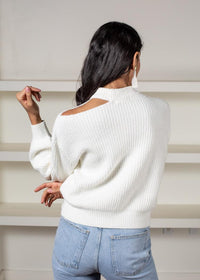 BB Dakota Cold Shoulder Sweater-Hand In Pocket