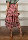 Elan Cat Ba Palm Print Tiered Midi Skirt-***FINAL SALE***-Hand In Pocket