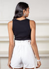 Bobi Los Angeles Square Neck Ribbed Tank-Black ***FINAL SALE***-Hand In Pocket