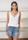 Caya De Sol Sweater Tank-White-Hand In Pocket