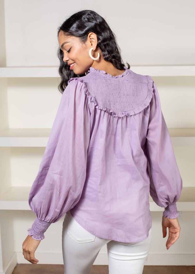 Karlie Wisteria Linen Blouse***FINAL SALE***-Hand In Pocket