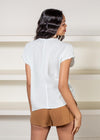 Michael Stars Draya Gauzy V Neck Tee-Mist***FINAL SALE***-Hand In Pocket