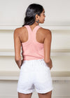 525 America Strappy Square Neck Tank- Taffy-Hand In Pocket