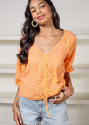 Sanctuary Carrie Eyelet Drawstring Blouse - Washed Melon-***FINAL SALE***-Hand In Pocket