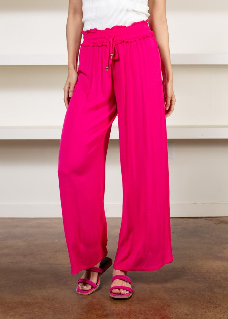 Horseshoe Bay Smocked Waist Wide Leg Pants- ***FINAL SALE***-Hand In Pocket