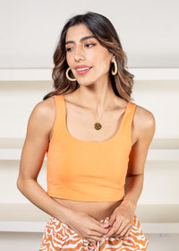 Alba Essential Knit Crop Tank Top - Tangerine-***FINAL SALE***-Hand In Pocket