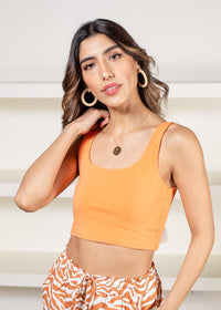 Alba Essential Knit Crop Tank Top - Tangerine-***FINAL SALE***-Hand In Pocket