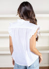 Elan Bequia Ruffle Detailed Top-White-Hand In Pocket