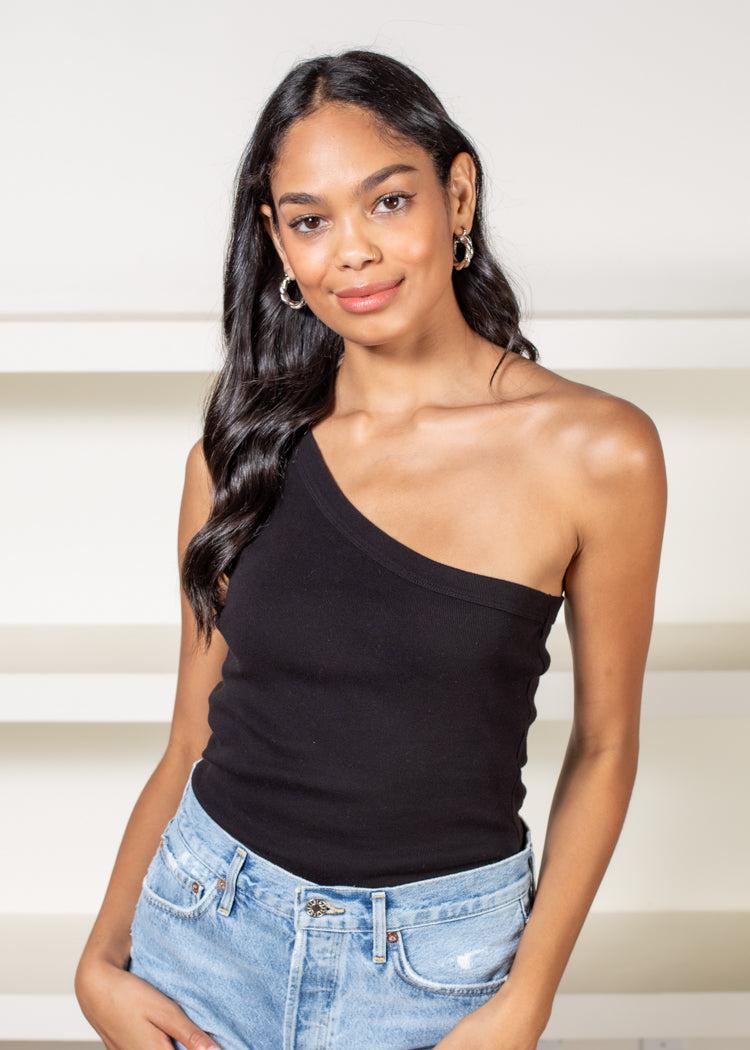 Michael Stars Kelly One Shoulder Top - Black-Hand In Pocket