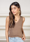 Michael Stars Sofie Crop V Neck Tank - Safari ***FINAL SALE***-Hand In Pocket