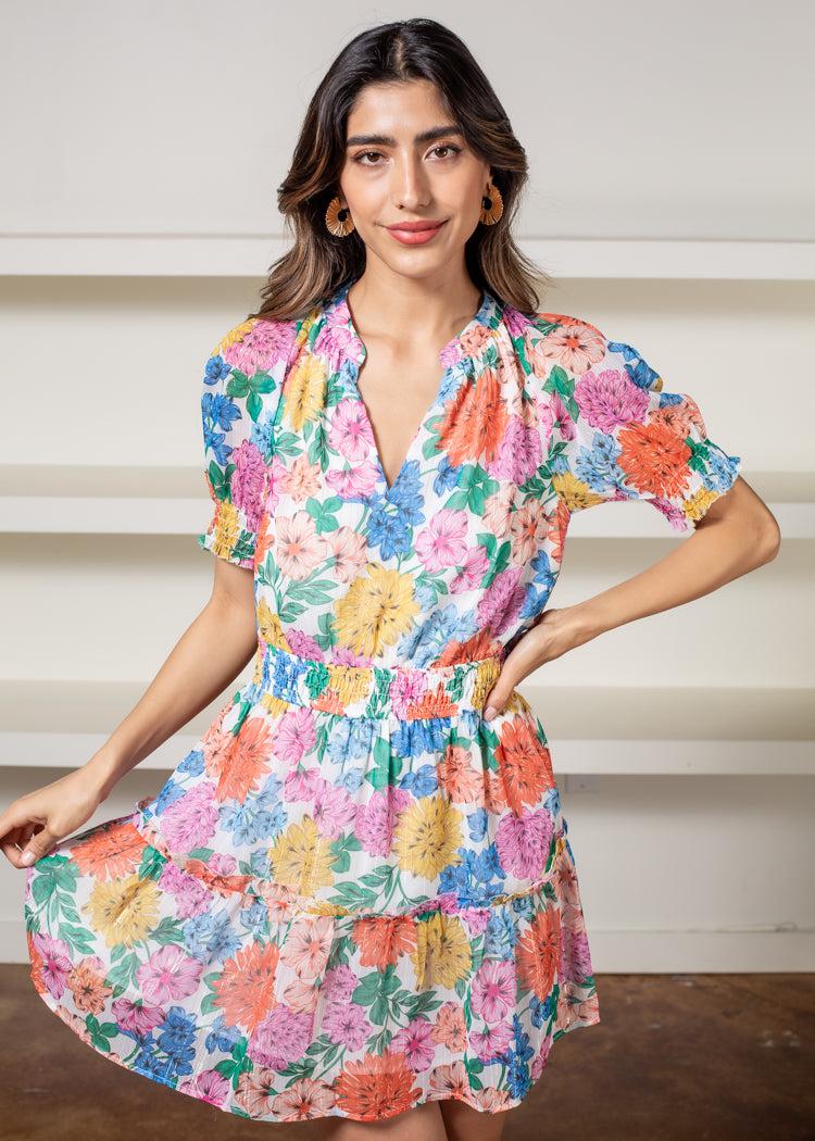 Adelyn Rae Lonnie Floral Chiffon Dress-***FINAL SALE***-Hand In Pocket