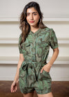 Sanctuary Risk Taker Romper- Palm Camo-Hand In Pocket