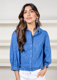 Velvet Heart Teegan Eyelet Blouse-Blue-***FINAL SALE***-Hand In Pocket