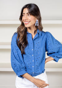 Velvet Heart Teegan Eyelet Blouse-Blue-***FINAL SALE***-Hand In Pocket