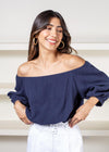 Bobi Gauze Convertible Top- Navy***FINAL SALE***-Hand In Pocket