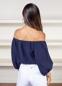 Bobi Gauze Convertible Top- Navy***FINAL SALE***-Hand In Pocket