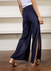 Stark X Cotton Side Slit Pant- Navy-Hand In Pocket