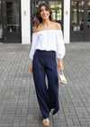 Stark X Cotton Side Slit Pant- Navy-Hand In Pocket