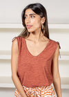 Sanctuary Drawstring Shoulder Tee-Earth-***FINAL SALE***-Hand In Pocket