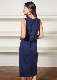 Bobi Slub Tank Midi Dress- Navy ***FINAL SALE***-Hand In Pocket