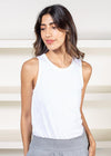 Bobi Split Hem Tank- White ***FINAL SALE***-Hand In Pocket