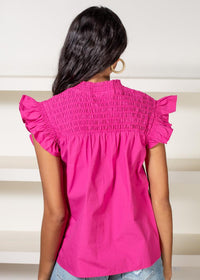 THML Sam Smocked Flutter Sleeve Top-***FINAL SALE***-Hand In Pocket