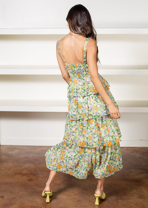 Astr The Label Midsummer Floral Tiered Midi Dress-Hand In Pocket