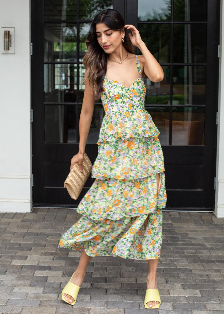 Astr The Label Midsummer Floral Tiered Midi Dress-Hand In Pocket