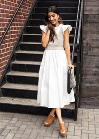 En Saison Raya Comb Knit Maxi Dress-White-***FINAL SALE***-Hand In Pocket