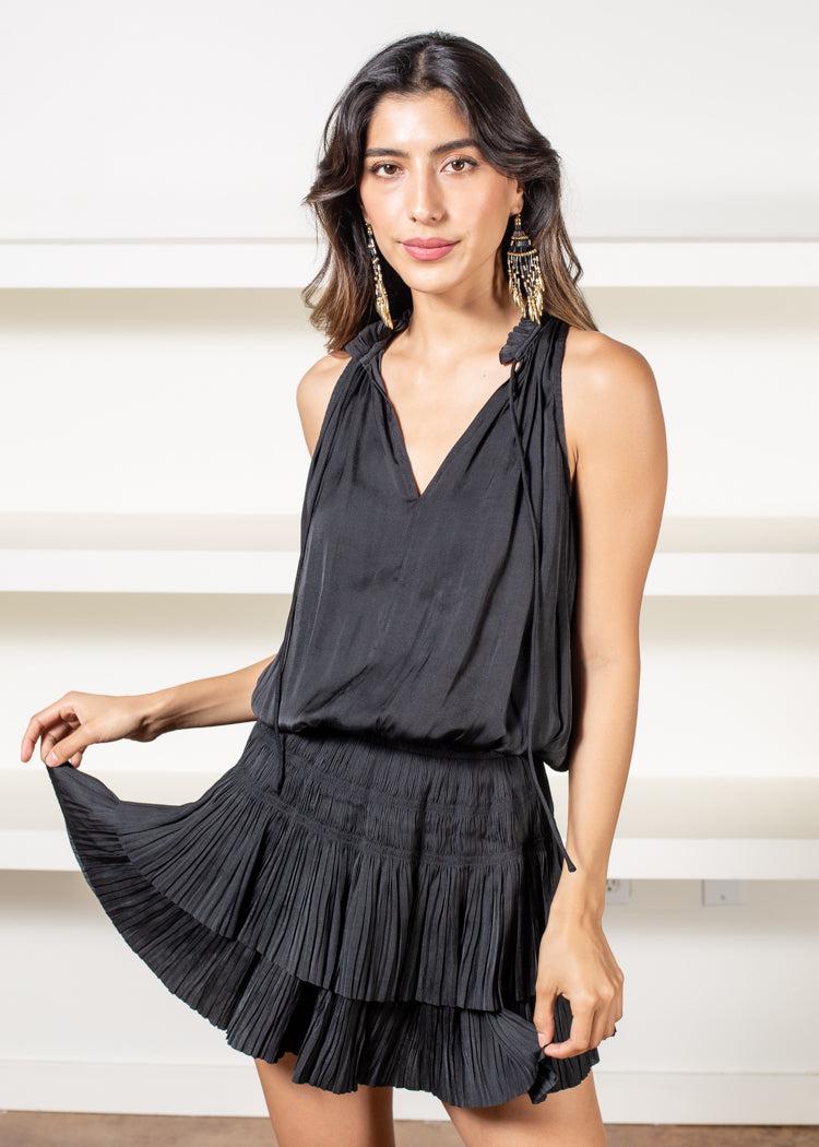 Howell Cinch Waist Sleeveless V-neck Dress - Black ***FINAL SALE***|Extra 25% off w/code:summer25|-Hand In Pocket