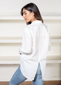 Sanctuary Slit Back White Tunic-Hand In Pocket